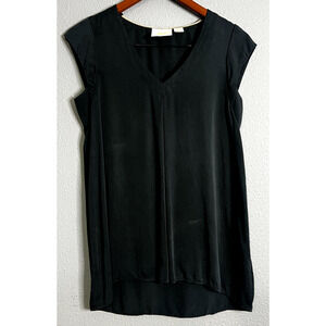 Maeve Anthropologie Ally Cupro XS Tunic Blouse Shirt Black Whimsigoth Minimalist